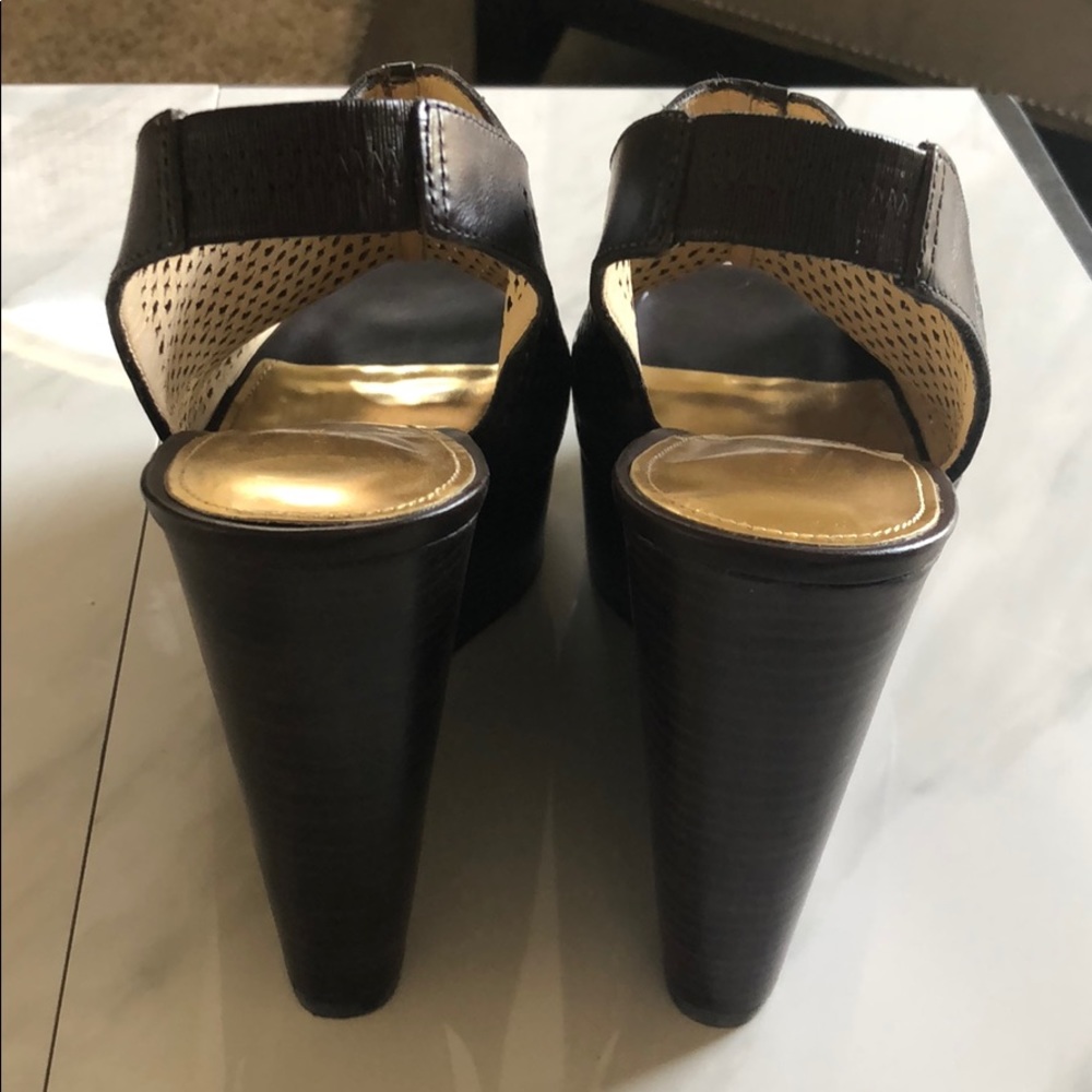 COACH OPEN TOE WEDGE SHOES. DARK BROWN SIZE 10. - Picture 2 of 4